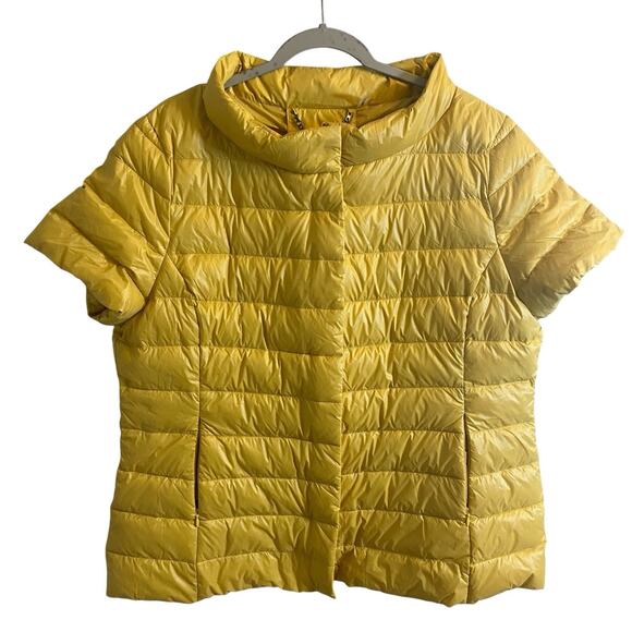 My Anorak Size XL The Short Sleeve Puffer Jacket Mustard Yellow duck down NWT - Picture 1 of 14